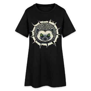 Hérisson mignon jetant un coup d’œil hors de la fissure - Cadeau amusant - Robe T-shirt Femme - noir - Devant