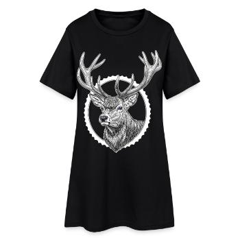 Le cerf jette un coup d’œil hors de la fissure - Cadeau de chasseur de forêt - Robe T-shirt Femme - noir - Devant