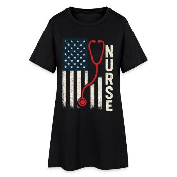 US Flag Nurse Stethoscope Vintage Style - Women’s T-Shirt Dress - black - Front