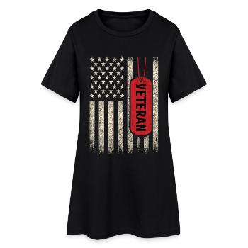 US Veteran Dog Tag Flag Retro Look - Women’s T-Shirt Dress - black - Front