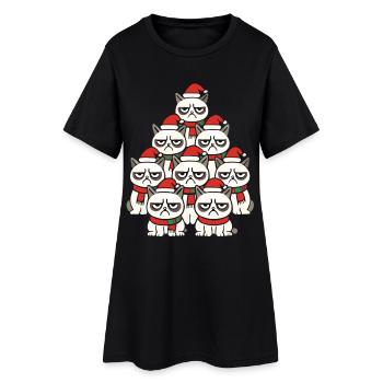 Chats de Noël grincheux – Lustiges Katzen - Robe T-shirt Femme - noir - Devant