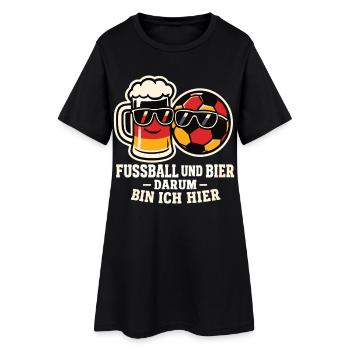Fußball und Bier - Frauen T-Shirt-Kleid - Schwarz - Vorne
