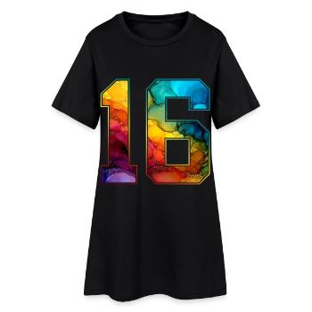 NON. 16 NUMÉRO 16 COLLÈGE 16E ANNIVERSAIRE - Robe T-shirt Femme - noir - Devant