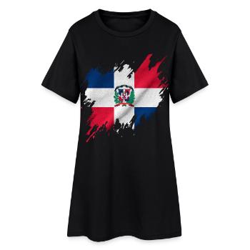 Drapeau dominicain, style déchiré - Robe T-shirt Femme - noir - Devant