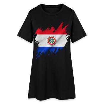 Paraguay-Flagge, Rissen-Stil - Frauen T-Shirt-Kleid - Schwarz - Vorne