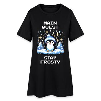 Restez givré | Quête principale Humour d’hiver - Robe T-shirt Femme - noir - Devant