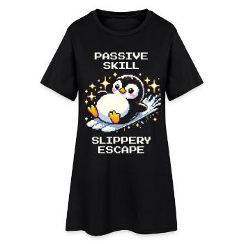 Évasion glissante | Pingouin Compétence Humour - Robe T-shirt Femme - noir - Devant