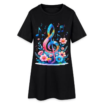Clé arc-en-ciel art floral - Robe T-shirt Femme - noir - Devant