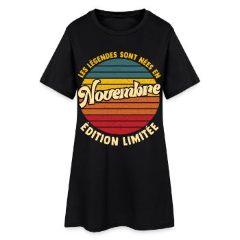 Les Légendes Naissent En Novembre - Anniversaire - Robe T-shirt Femme - noir - Devant