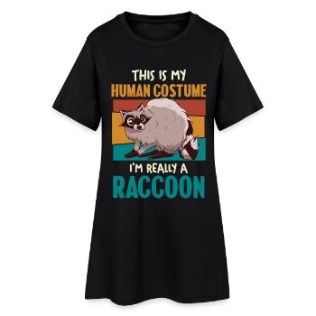 Raccoon Menschkostüm Humor - Frauen T-Shirt-Kleid - Schwarz - Vorne