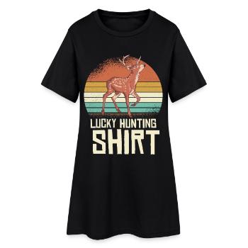 Chemise rétro cerf coucher de soleil - Robe T-shirt Femme - noir - Devant