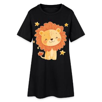 Lion avec ciel étoilé - Robe T-shirt Femme - noir - Devant