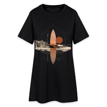 Kupferne Wellen Orbit - Geometrisches Surfbrett - Frauen T-Shirt-Kleid - Schwarz - Vorne
