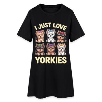 J’aime juste les chiens mignon chien illustration - Robe T-shirt Femme - noir - Devant