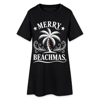 Tropical Xmas motif with palm tree and fairy lights - Women’s T-Shirt Dress - black - Front