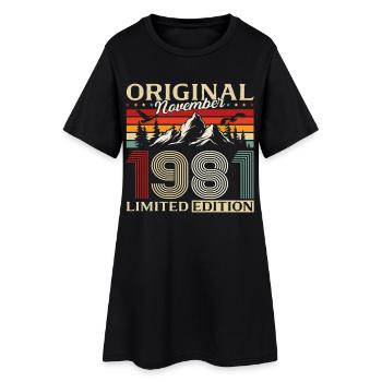 45th Birthday Original November Vintage 1981 - Women’s T-Shirt Dress - black - Front