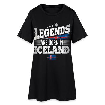 Islande Lieu de naissance Anniversaire - Robe T-shirt Femme - noir - Devant