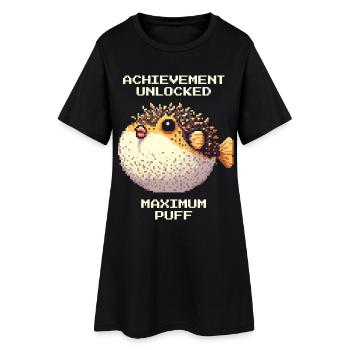 Achievement: Maximum Fluff | Puffer Fish RPG - Women’s T-Shirt Dress - black - Front