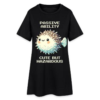 Passif : doux, mais dangereux | Poisson-globe - Robe T-shirt Femme - noir - Devant