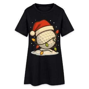 Drôle Golf Noël Balle de Golf Père Noël Chapeau - Robe T-shirt Femme - noir - Devant