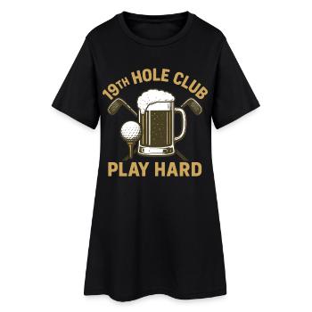 Jouer dur Golf Fun 19th Hole Club - Robe T-shirt Femme - noir - Devant