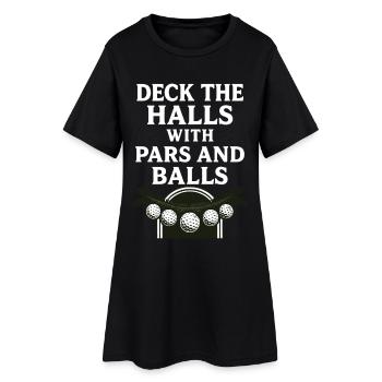 Décorez les salles avec des normales et des balles de golf de Noël - Robe T-shirt Femme - noir - Devant