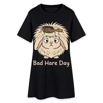 Animal Humour Lapin Tête Lion - Robe T-shirt Femme - noir - Devant