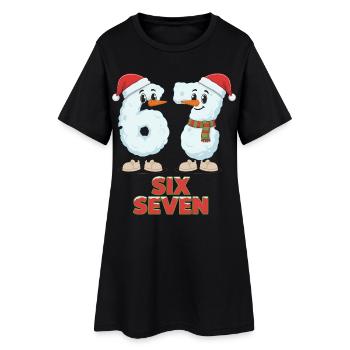 6 7 Memes Noël Drôle Six Seven Cadeau - Robe T-shirt Femme - noir - Devant