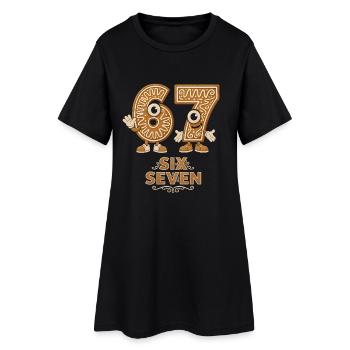 Drôle 6 7 Noël Meme Père Noël disant chemise - Robe T-shirt Femme - noir - Devant