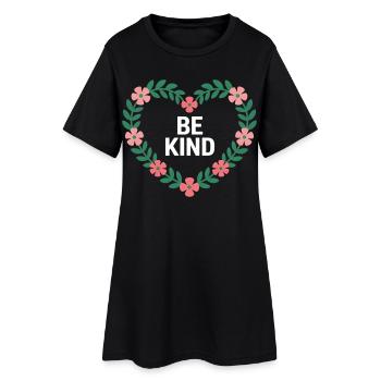 Be Kind Blossom Motif Coeur - Robe T-shirt Femme - noir - Devant