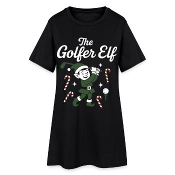 The Golfer Elf Funny Golf Christmas - Women’s T-Shirt Dress - black - Front