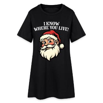 Je sais où tu habites - Père Noël - Robe T-shirt Femme - noir - Devant