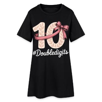 Fille du 10e anniversaire | Plaisir à deux chiffres - Robe T-shirt Femme - noir - Devant