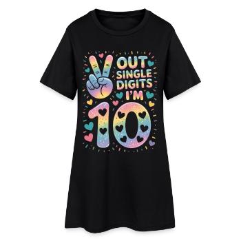 Fille du 10e anniversaire | Plaisir à deux chiffres - Robe T-shirt Femme - noir - Devant