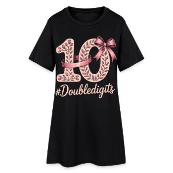 Fille du 10e anniversaire | Plaisir à deux chiffres - Robe T-shirt Femme - noir - Devant