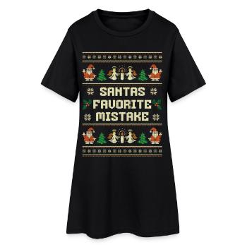 Santa’s Favorite Mistake – lustiger Ugly‑Christmas - Frauen T-Shirt-Kleid - Schwarz - Vorne