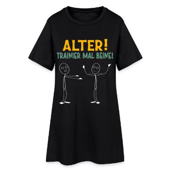 Stick Figure OLD TRAINER TIMES LEGS Drôle - Robe T-shirt Femme - noir - Devant