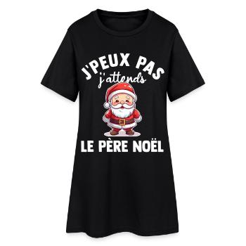 Je Peux Pas J'attends le Père Noël Joyeux Noel  - Robe T-shirt Femme - noir - Devant