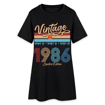 1986 Anniversaire Vintage Limited Edition Cadeau  - Robe T-shirt Femme - noir - Devant