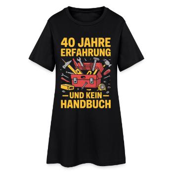 40 Jahre Erfahrung – Kein Handbuch - Frauen T-Shirt-Kleid - Schwarz - Vorne
