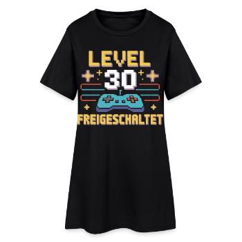 Level 30 Freigeschaltet - Frauen T-Shirt-Kleid - Schwarz - Vorne