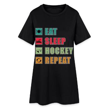 Eat Sleep Hockey Repeat - Frauen T-Shirt-Kleid - Schwarz - Vorne