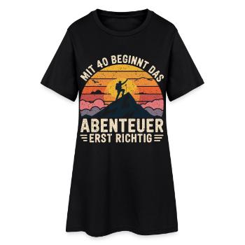 Mit 40 beginnt das Abenteuer - Frauen T-Shirt-Kleid - Schwarz - Vorne