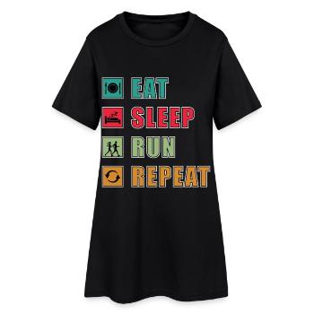 Eat Sleep Run Repeat Chemise de style de vie actif - Robe T-shirt Femme - noir - Devant