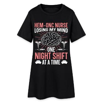 Garde de nuit Hem/Onc infirmière badge bobine hématologie - Robe T-shirt Femme - noir - Devant