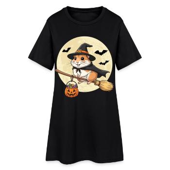 Mignon hamster sorcière Halloween citrouille pleine lune - Robe T-shirt Femme - noir - Devant