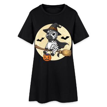 Mignon zèbre sorcière Halloween citrouille pleine lune - Robe T-shirt Femme - noir - Devant