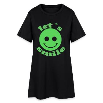Let´s Smile - Frauen T-Shirt-Kleid - Schwarz - Vorne