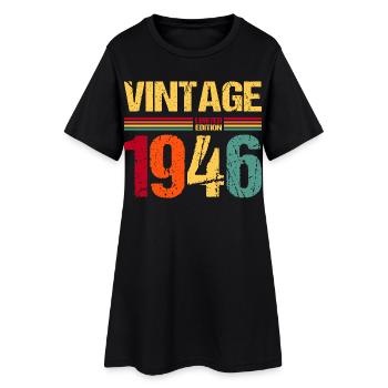 80e anniversaire Né en 1946 - Robe T-shirt Femme - noir - Devant