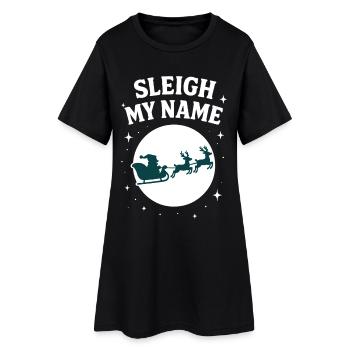 Traîneau Mon Nom Père Noël Humour - Robe T-shirt Femme - noir - Devant
